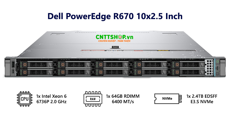 Dell PowerEdge R670 10x 2.5 Inch