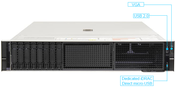 Mặt trước máy chủ Dell PowerEdge R750 8x2.5 Inch