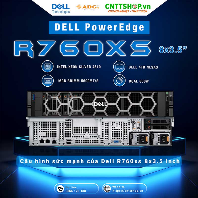 Máy chủ Dell PowerEdge R760xs 8x3.5 inch