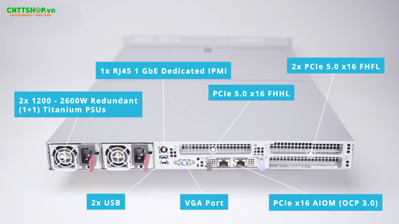 Thiết kế mặt sau của máy chủ AS-1126HS-TN