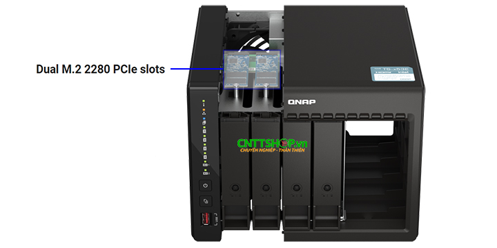 QNAP TS-453E-8G với 2 khe M.2 2280 PCIe