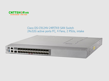 Cisco DS-C9124V-24PITK9 FC Switch, 24 active FC ports 32G, 1RU, intake