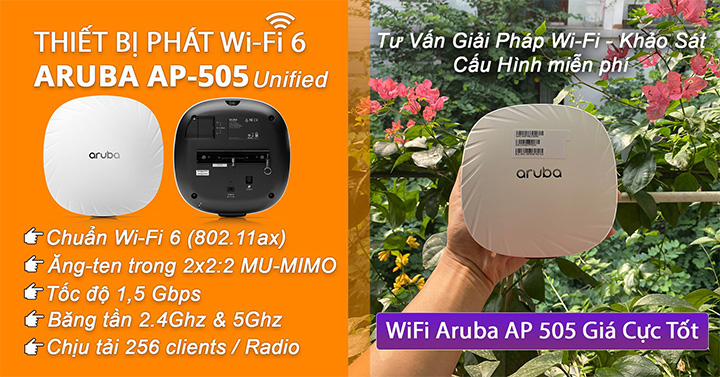 Bộ phát wifi 6 aruba ap 505 băng tần kép