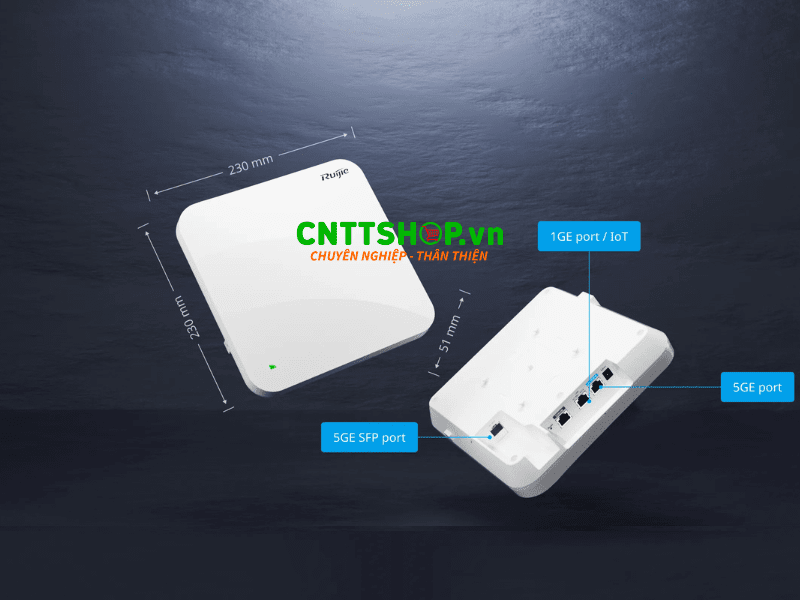 Thiết kế và cổng kết nối của Wifi 6 RG-AP820-AR(V3)