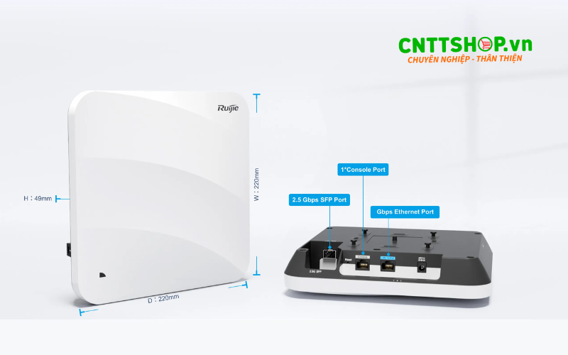 Thiết kế và cổng kết nối của Wifi 6 RG-AP820-L(V3)