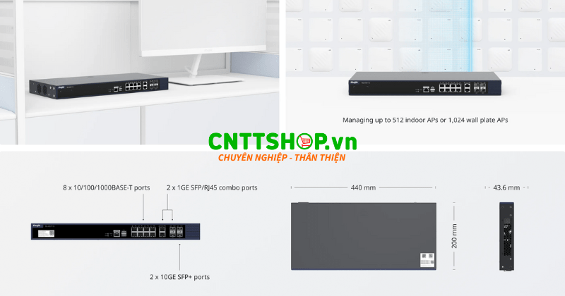 Thiết kế và bộ nhớ của Wireless Controller Ruijie RG-WS7110