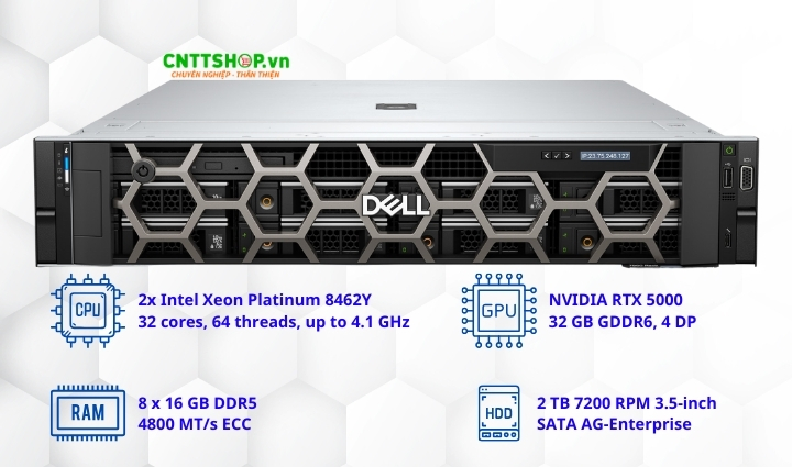 Dell Precision 7960 Rack CPU 8462Y+ là máy trạm 2U với cấu hình mạnh mẽ