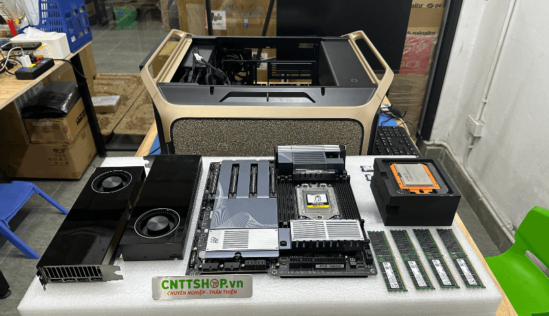 Linh kiện workstation AI 800 triệu với 2 card Nvidia RTX PRO 6000 Max-Q