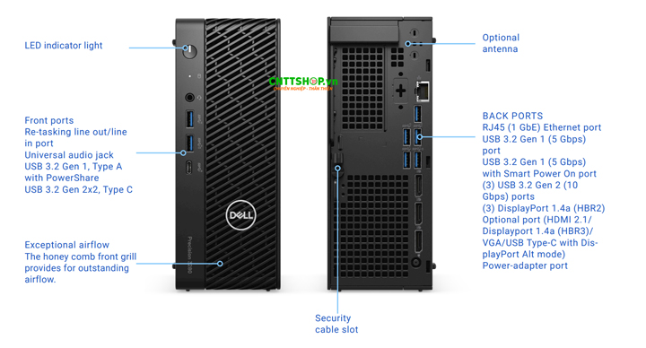 Dell Precision 3280 Compact cổng kết nối thiết bị ngoại vi