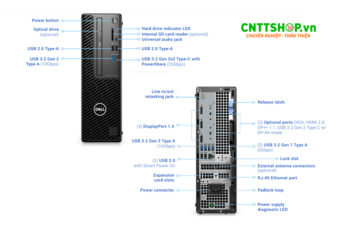 Cổng kết nối trên Dell Precision 3460 SFF