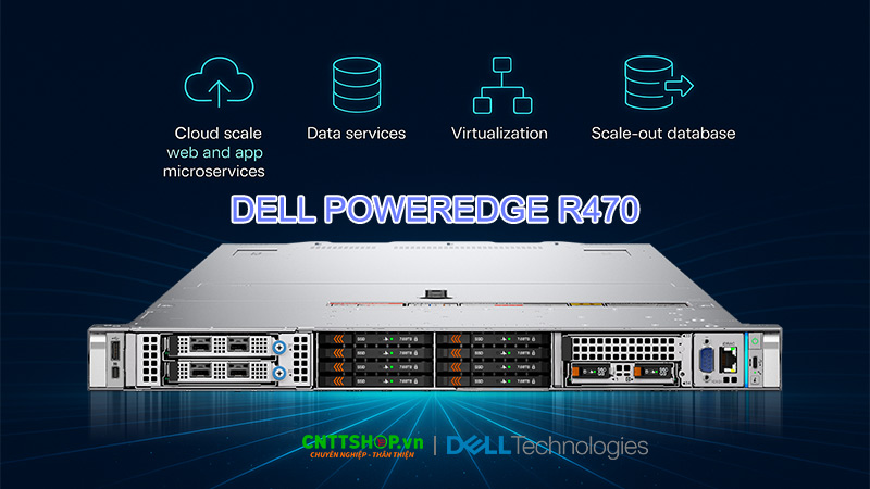 Ảnh máy chủ Dell PowerEdge R470 Rackmount 1U, 1 Socket