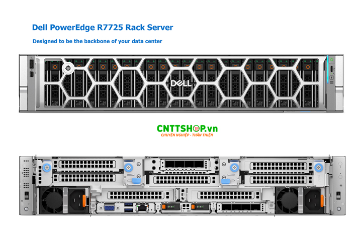 Máy chủ Dell PowerEdge R7725 được thiết kế để trở thành Server chủ lực (backbone) trong Data Center, với thiết kế rack 2U và 3 tùy chọn chassis linh hoạt