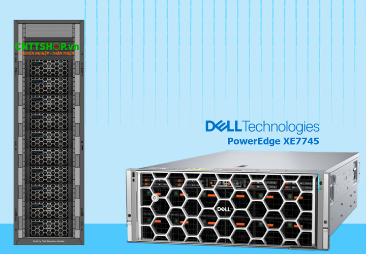 Dell PowerEdge XE7745 là máy chủ AI thế hệ 17G mới nhất của Dell, với thiết kế 4U rack mạnh mẽ. Máy hỗ trợ khả năng tính toán lên đến 343.9 TFLOPS