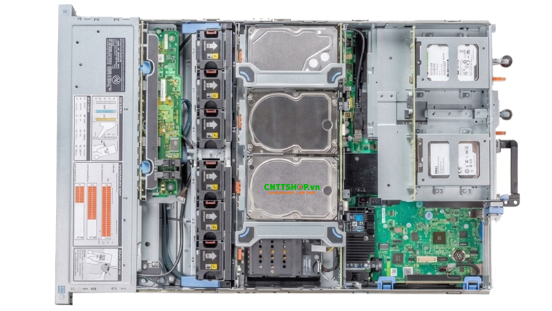 Máy chủ Dell R740xd có các bay ổ cứng ở cả giữa chasiss và phía sau