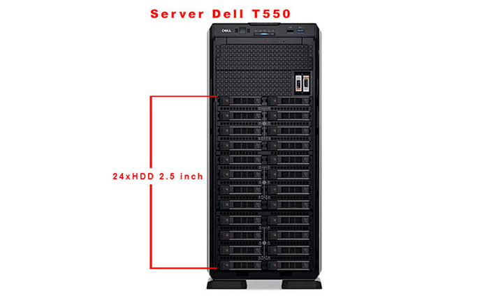 Server Dell T550 Tower 24x HDD 2.5 inch