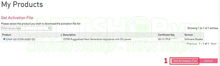 nhấn get activation file để tải file license về máy