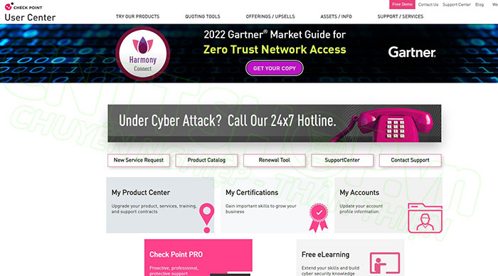 giao diện dashboard của check point user center