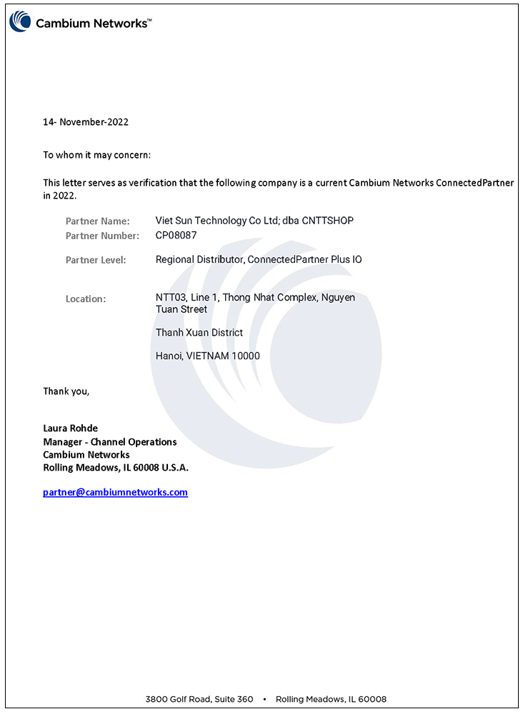 giấy chứng nhận phân phối cambium của CNTTShop
