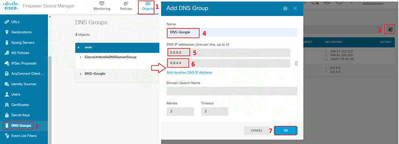 cấu hình DNS Groups