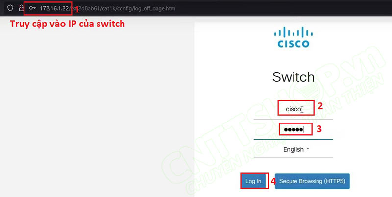 truy cập vào switch C1200 C1300 bằng giao diện web