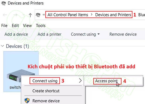 kết nối bluetooth như access point