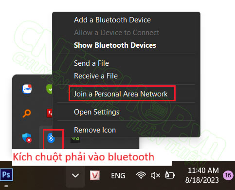 chọn menu join a personal are network