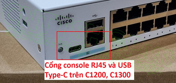 cổng console USB và Type C trên các dòng switch cisco catalyst 1200 1300