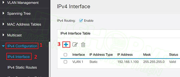 truy cập vào menu IPv4 Interface