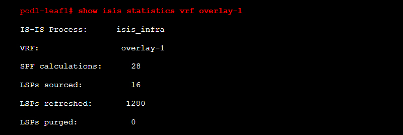 show isis statistics vrf cisco aci