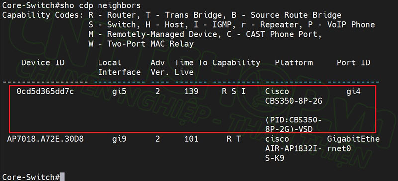 show cdp neighbors command