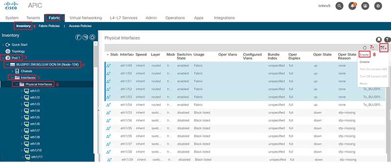 Enable Physical many Port with Cisco ACI web GUI interface