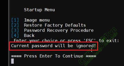 Nhấn phím 3 để bỏ qua password khi khởi động