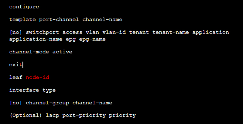 Cấu hình port channel bằng cli qua Cisco ACI