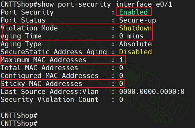 show port-security interface e0/1