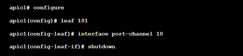 Shutdown Port Channel Cisco ACI command CLI