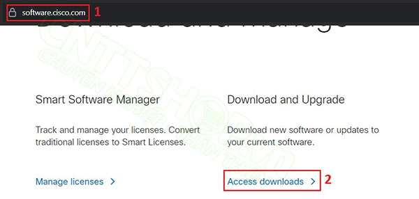 truy cập vào menu Access downloads