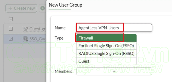 tạo group cho VPN user