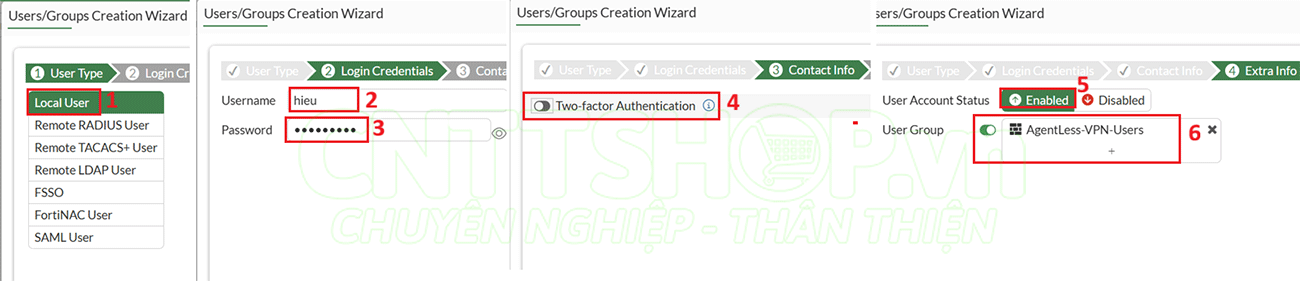 tạo vpn user