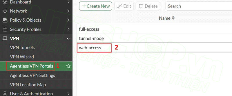 truy cập vào menu VPN portal