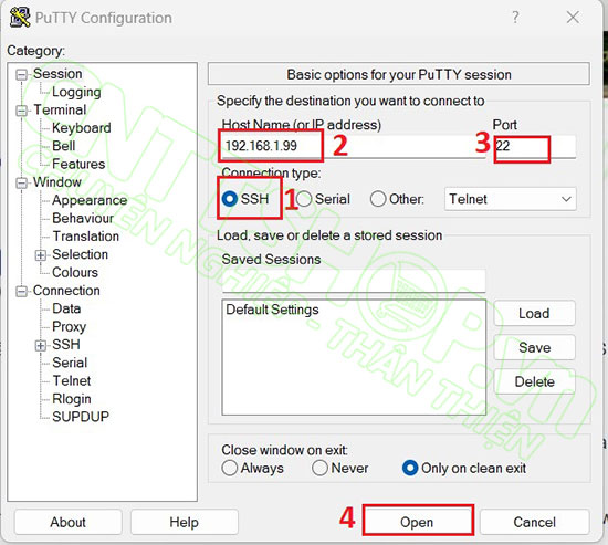 ssh vào firewall bằng phần mềm Putty