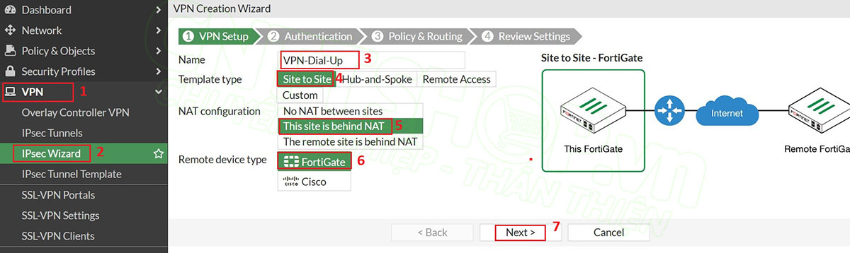 cấu hình vpn wizard trên firewall chi nhánh