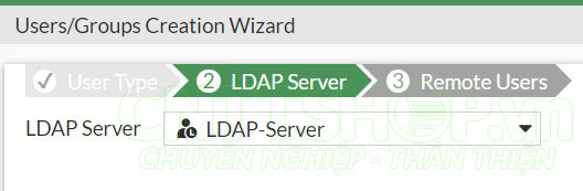 chọn LDAP server đã cấu hình