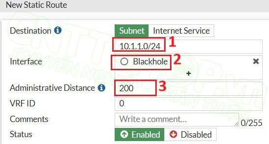 cấu hình blackhole route trên firewall BR
