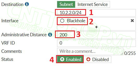 cấu hình blackhole route trên firewall HQ