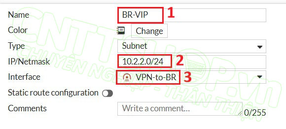 tạo address cho dải VIP của BR