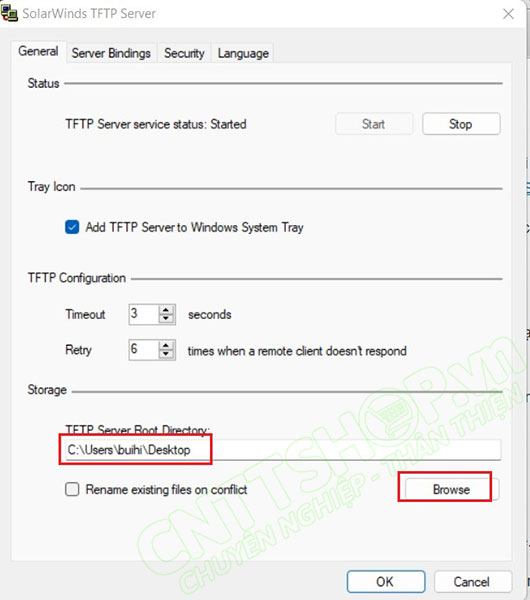 solarwinds tftp server setting