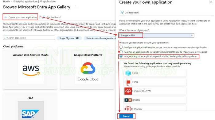tạo 1 app cho Fortigate SSO