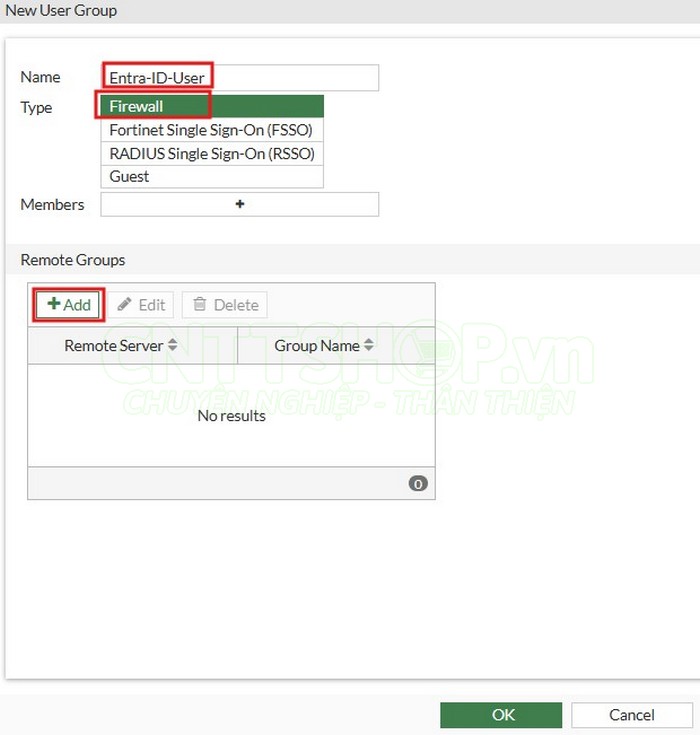 tạo user group cho VPN