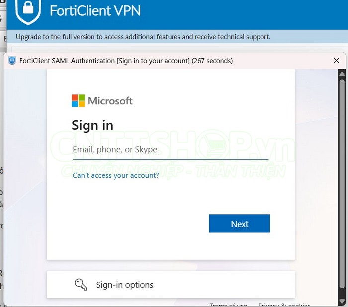 đăng nhập bằng tài khoản microsoft