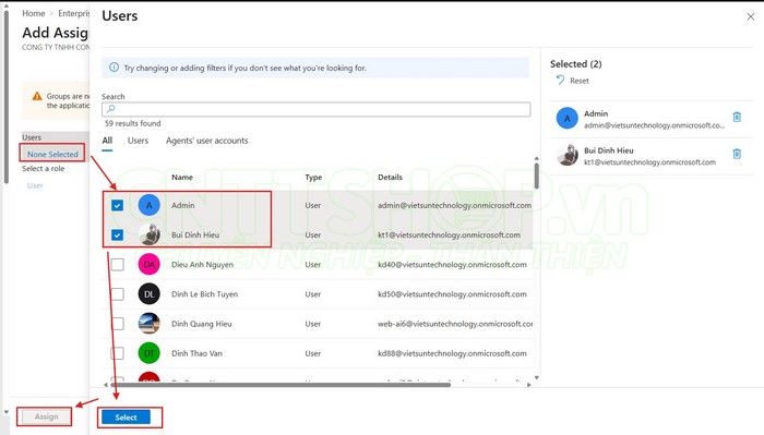 chọn user sẽ sử dụng để xác thực VPN